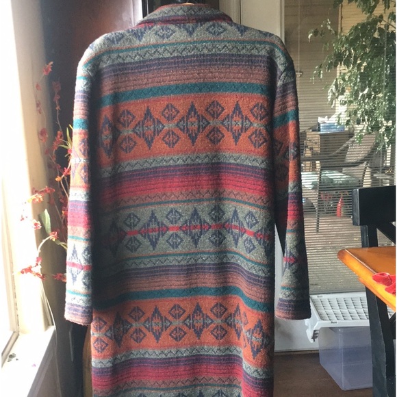 WOOLRICH XL Navaho Aztec Blanket Coat Snap Closure Down Front Double pockets - Picture 3 of 16